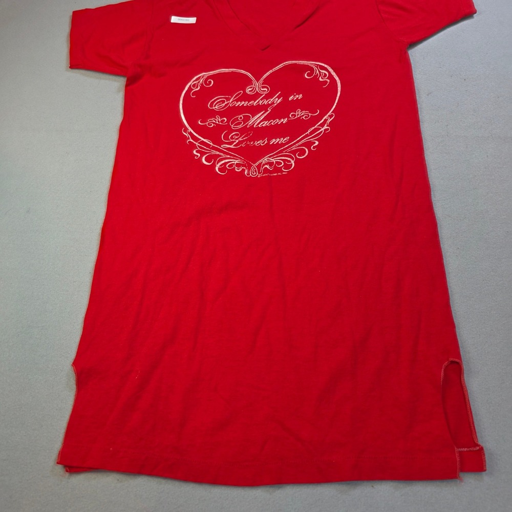 Vintage 1983 Macon Georgia Heart T-Shirt Dress Red Single Stitch Distressed Med